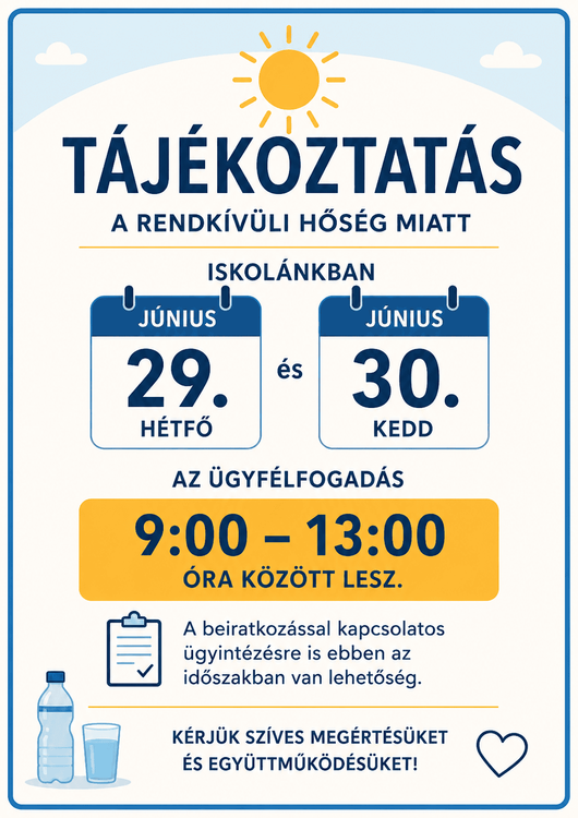 Tájékoztatás a június 29–30-i ügyfélfogadásról